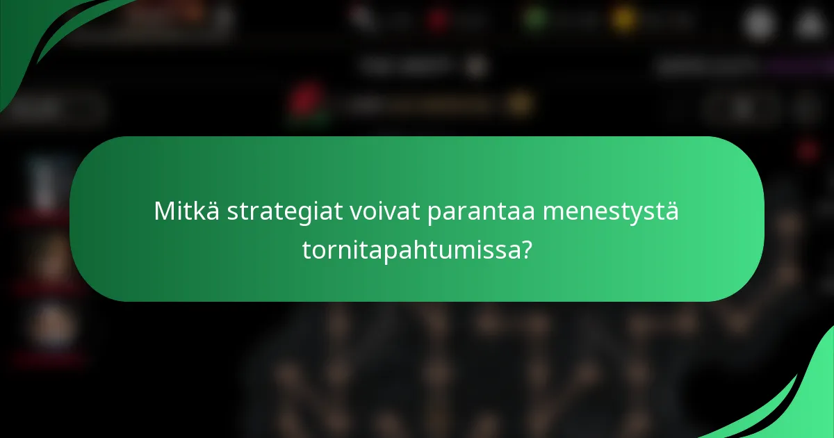 Mitkä strategiat voivat parantaa menestystä tornitapahtumissa?